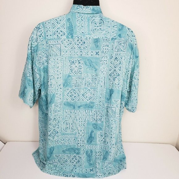 Campia Moda Mens Shirt Large Blue Lobsters Hawaiian Button Front Short Sleeves - Picture 4 of 8